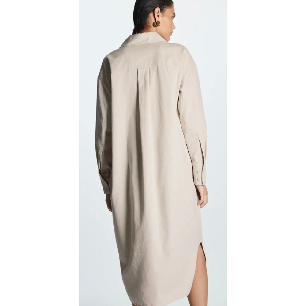 COS‎ Cream Corduroy Button-Front Shirt Dress Minimalist Cotton Capsule Fall US 4 - Picture 4 of 8
